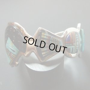 画像1: 50% Off  ナバホ　Ervin・P・Tsosie　インレイ　コンテンポラリー　バングル約15・5〜16cm用