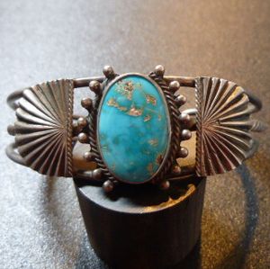 NAVAJO 40s Turquoise Silver Bangle